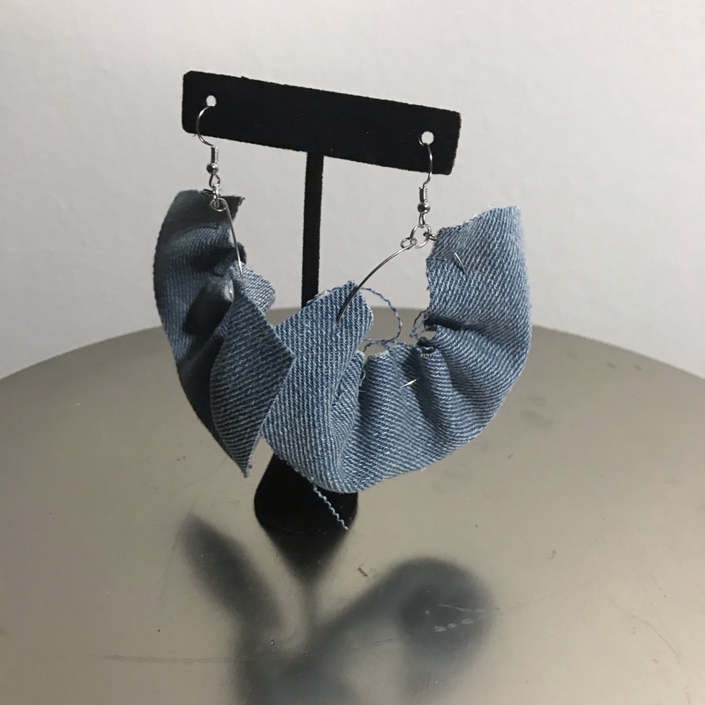 Denim Fan Earrings